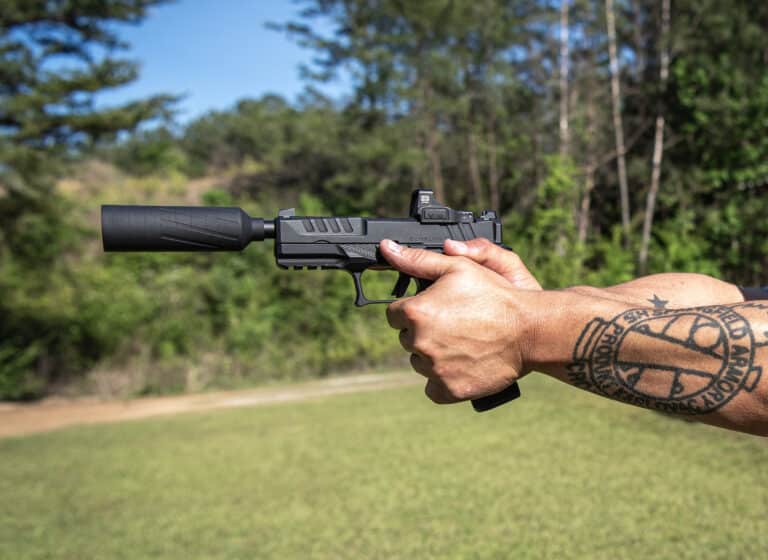 The BANISH 9K mounts on most threaded-barrel 9mm hosts. 