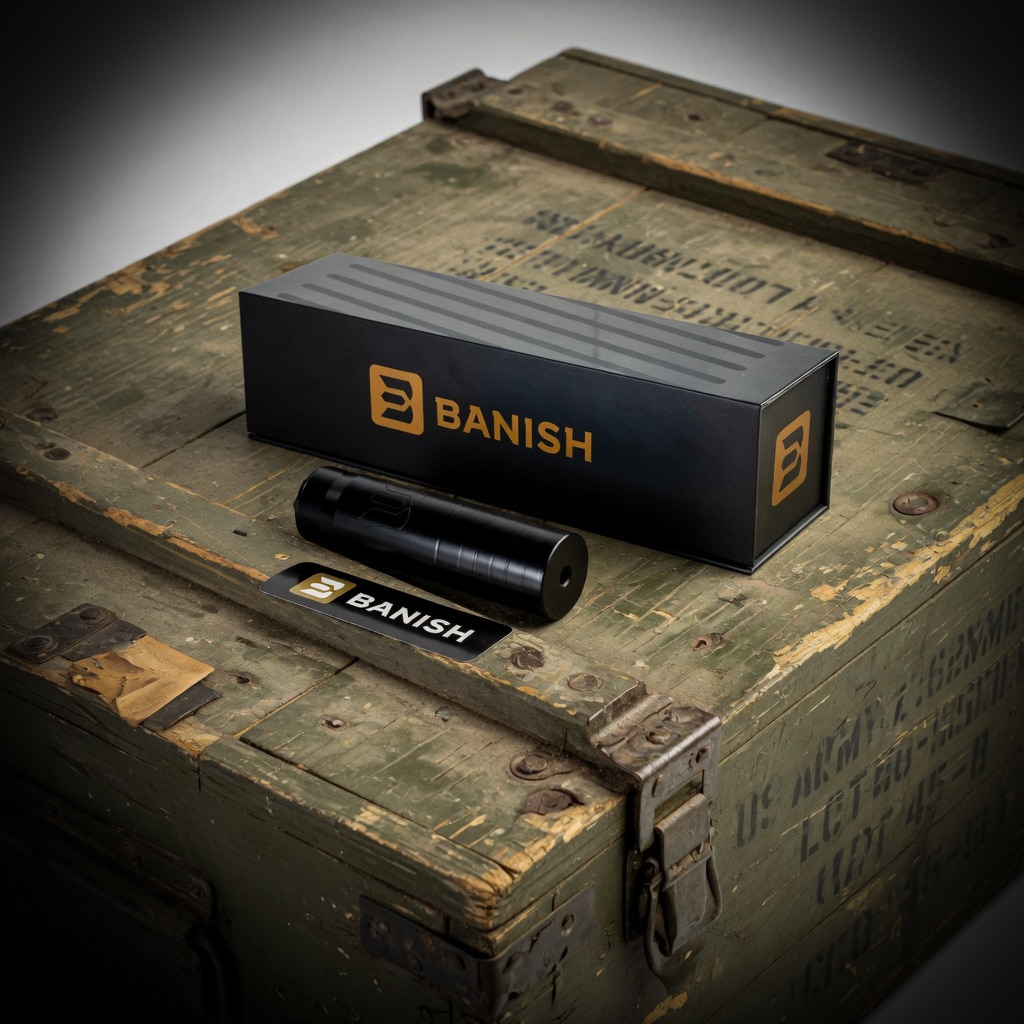 BANISH HNT 30 SS suppressor mounted on a bolt-action hunting rifle