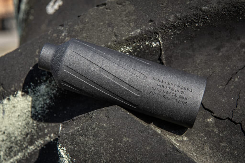 BANISH 9K compact 9mm suppressor — 4.1-inch titanium, 2.7 ounces