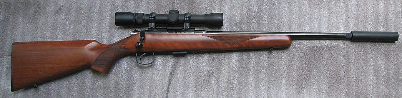 A bolt-action rimfire rifle fitted with a sound suppressor, still governed by state law after the ruling